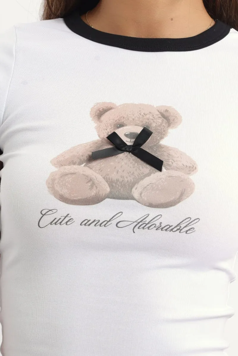 White Graphic Tee Short Sleeve sold by Ally Fashion product image thumbnail 5