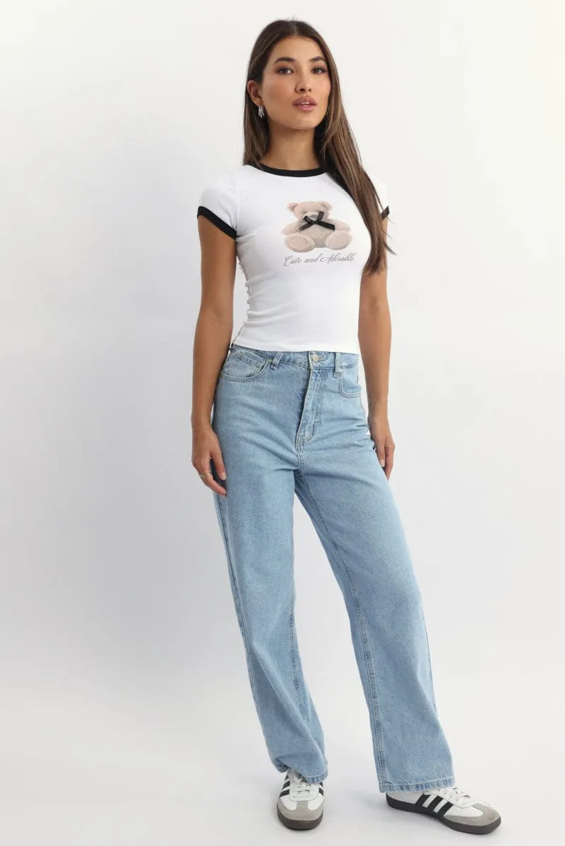 White Graphic Tee Short Sleeve sold by Ally Fashion product image thumbnail 2