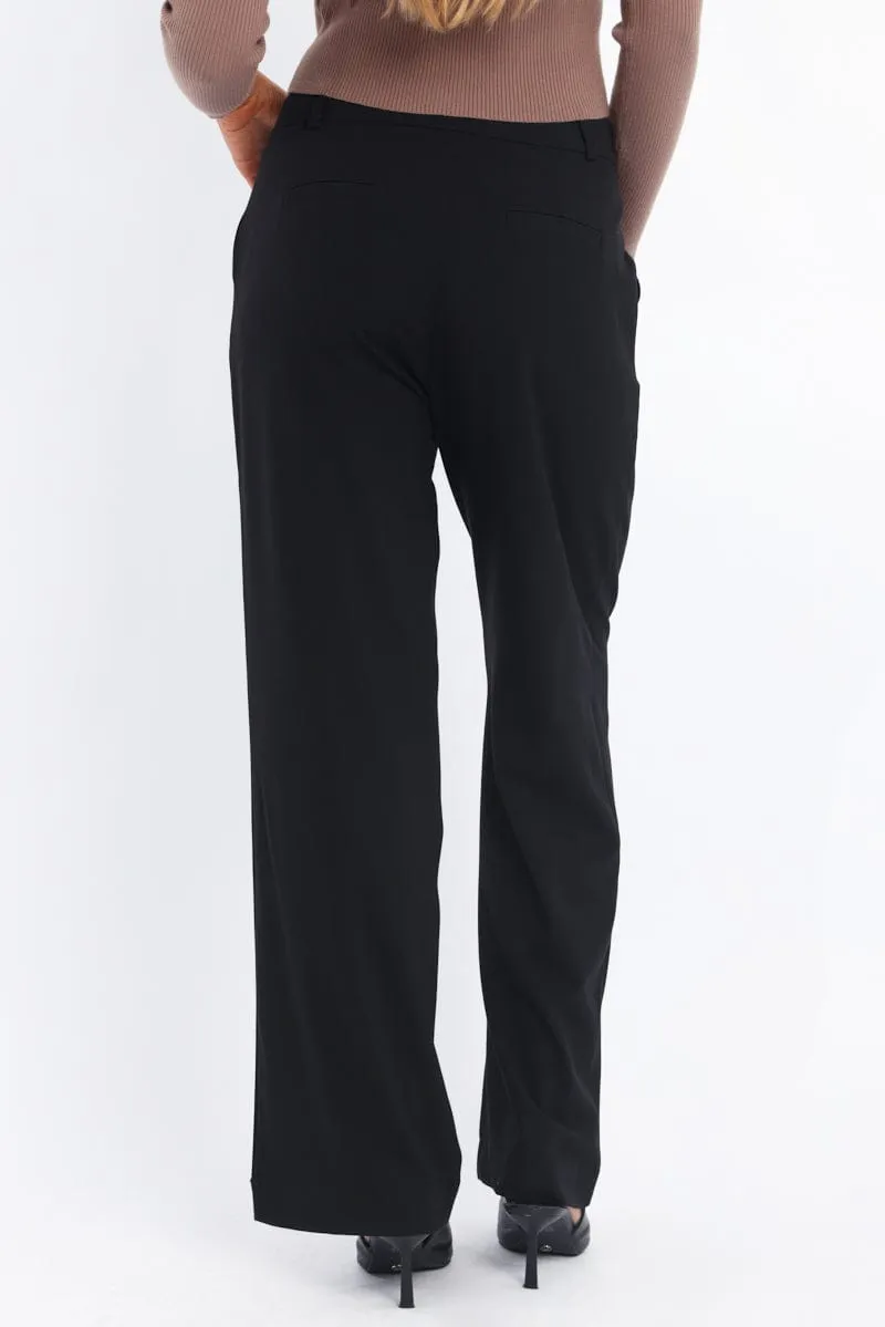 Black Wide Leg Pants Mid Rise sold by Ally Fashion product image thumbnail 4