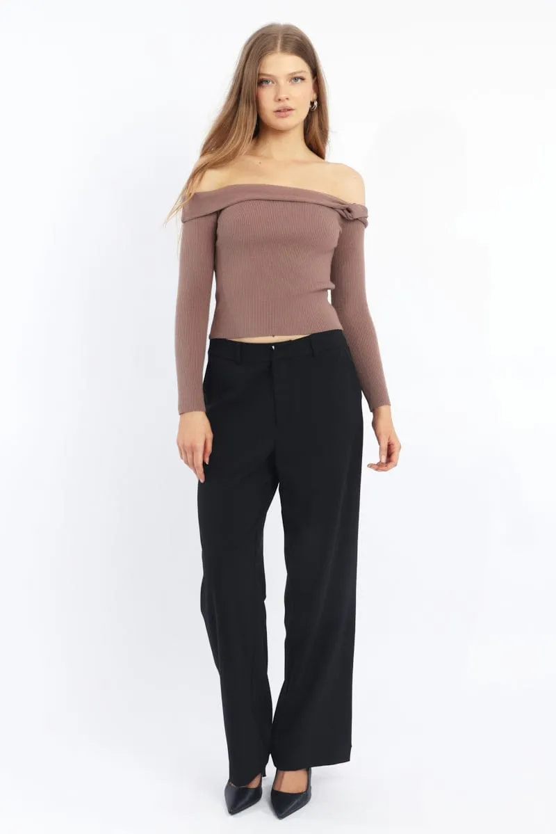 Black Wide Leg Pants Mid Rise sold by Ally Fashion