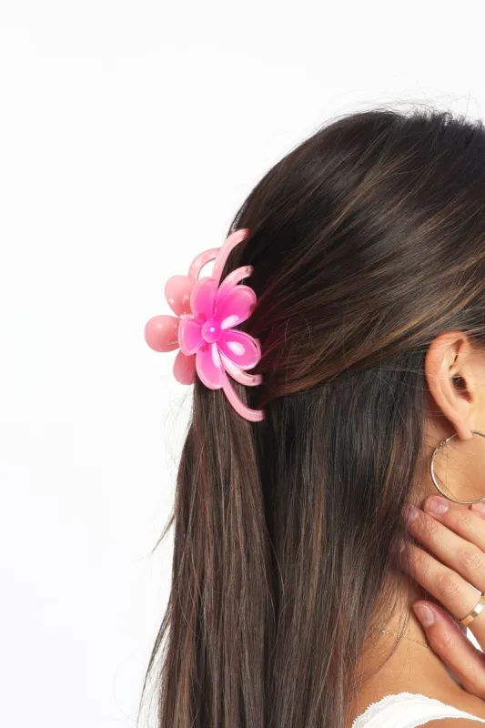 Pink Flower Hair Claw Clip sold by Ally Fashion