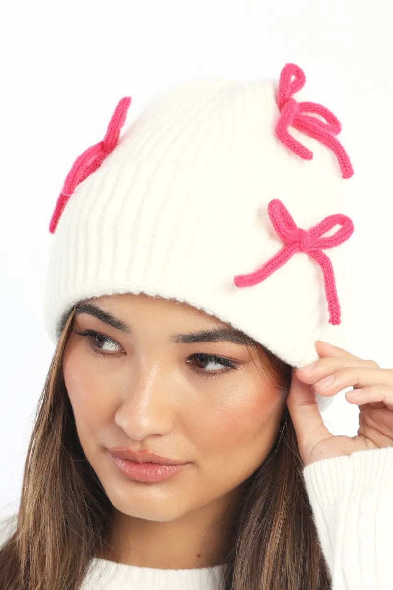 White Bow Decor Beanie sold by Ally Fashion product image thumbnail 2