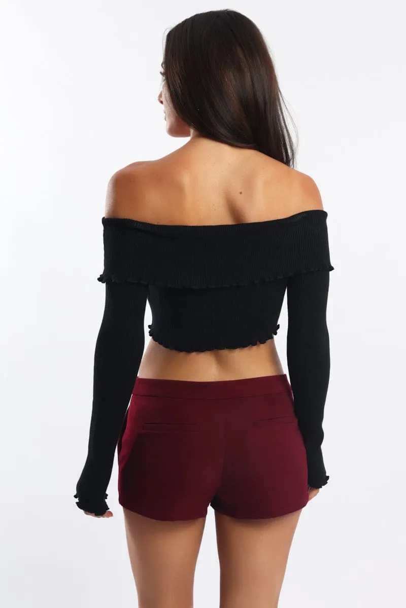 Black Bardot Knit Top Long Sleeve Open Front sold by Ally Fashion product image thumbnail 4