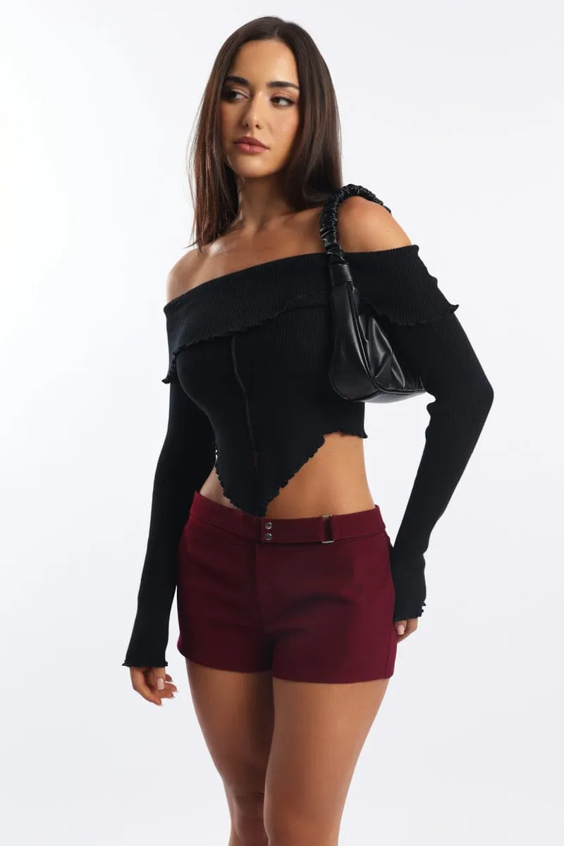 Black Bardot Knit Top Long Sleeve Open Front sold by Ally Fashion