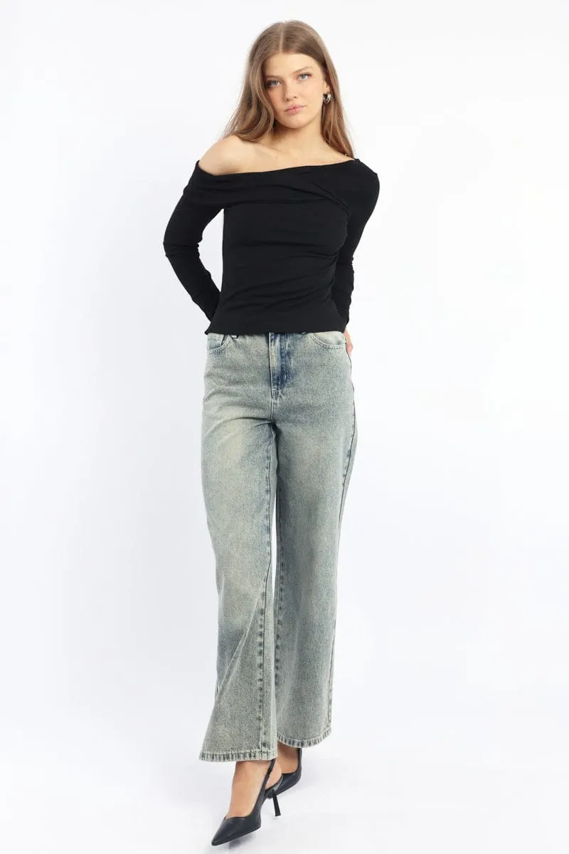 Black One Shoulder Top Long Sleeve sold by Ally Fashion product image thumbnail 2