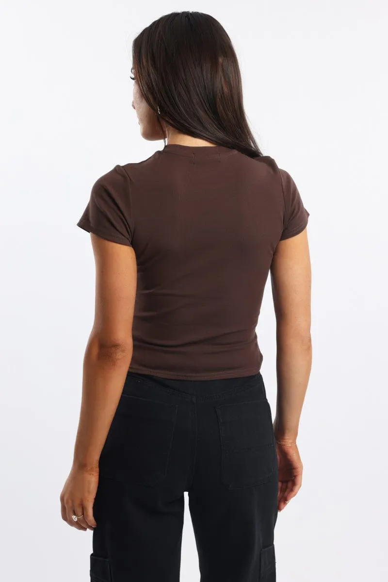 Brown Graphic Tee Short Sleeve sold by Ally Fashion product image thumbnail 4