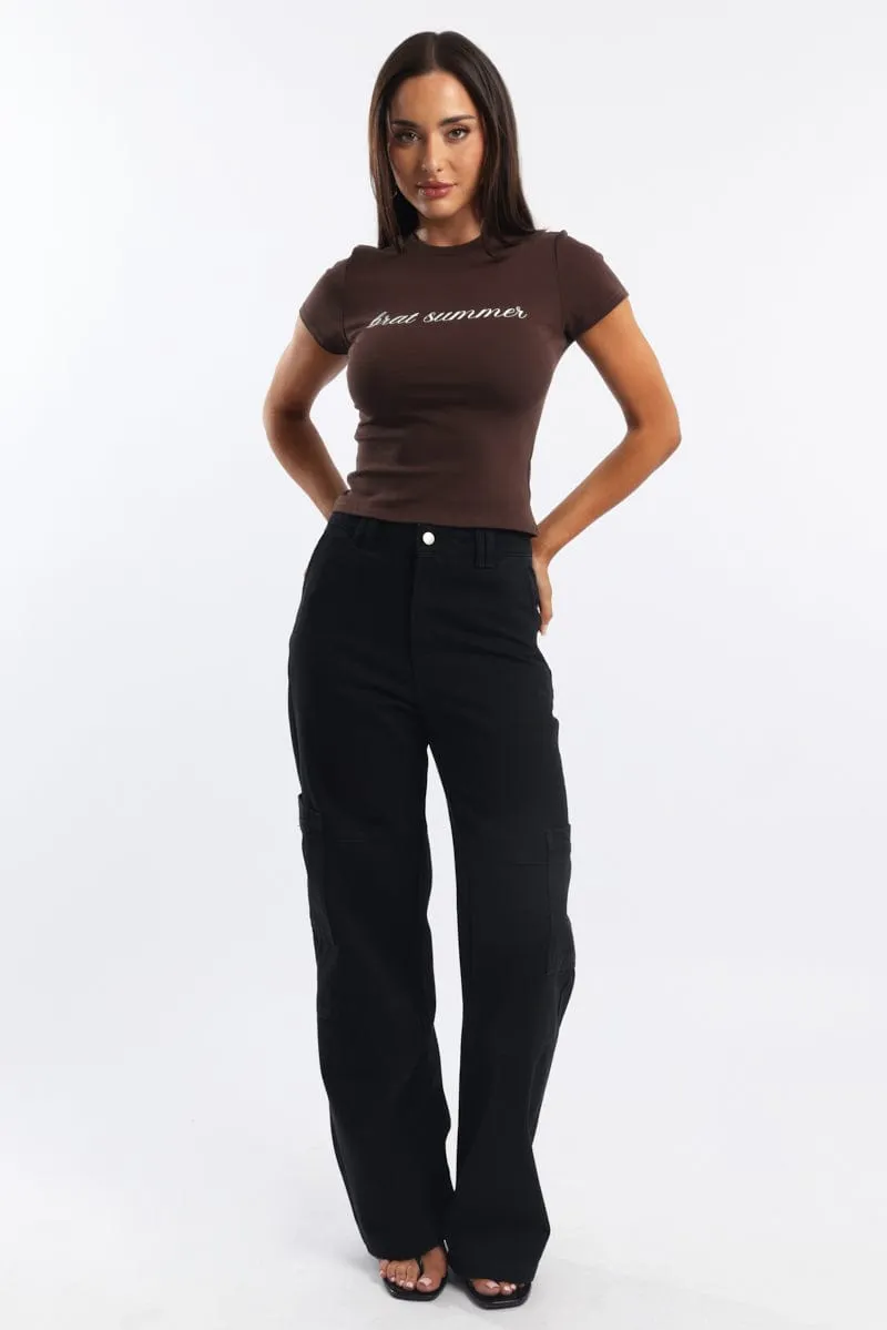 Brown Graphic Tee Short Sleeve sold by Ally Fashion product image thumbnail 2