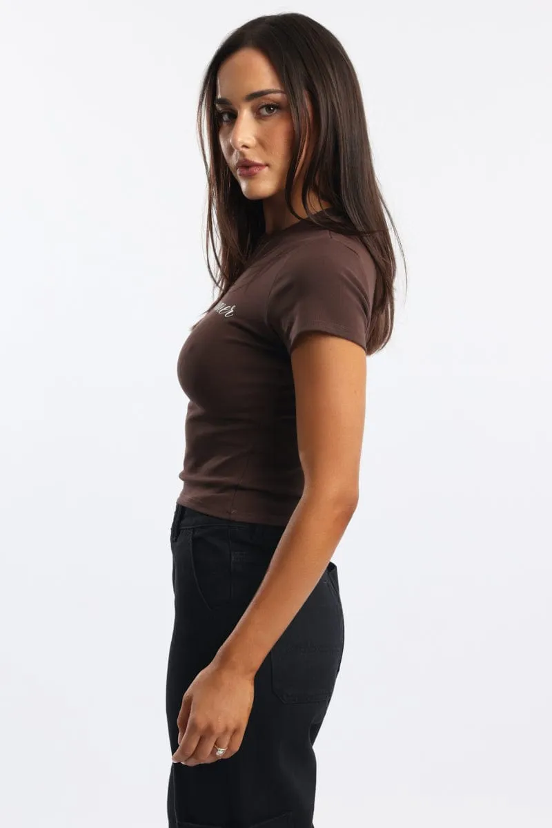 Brown Graphic Tee Short Sleeve sold by Ally Fashion product image thumbnail 3