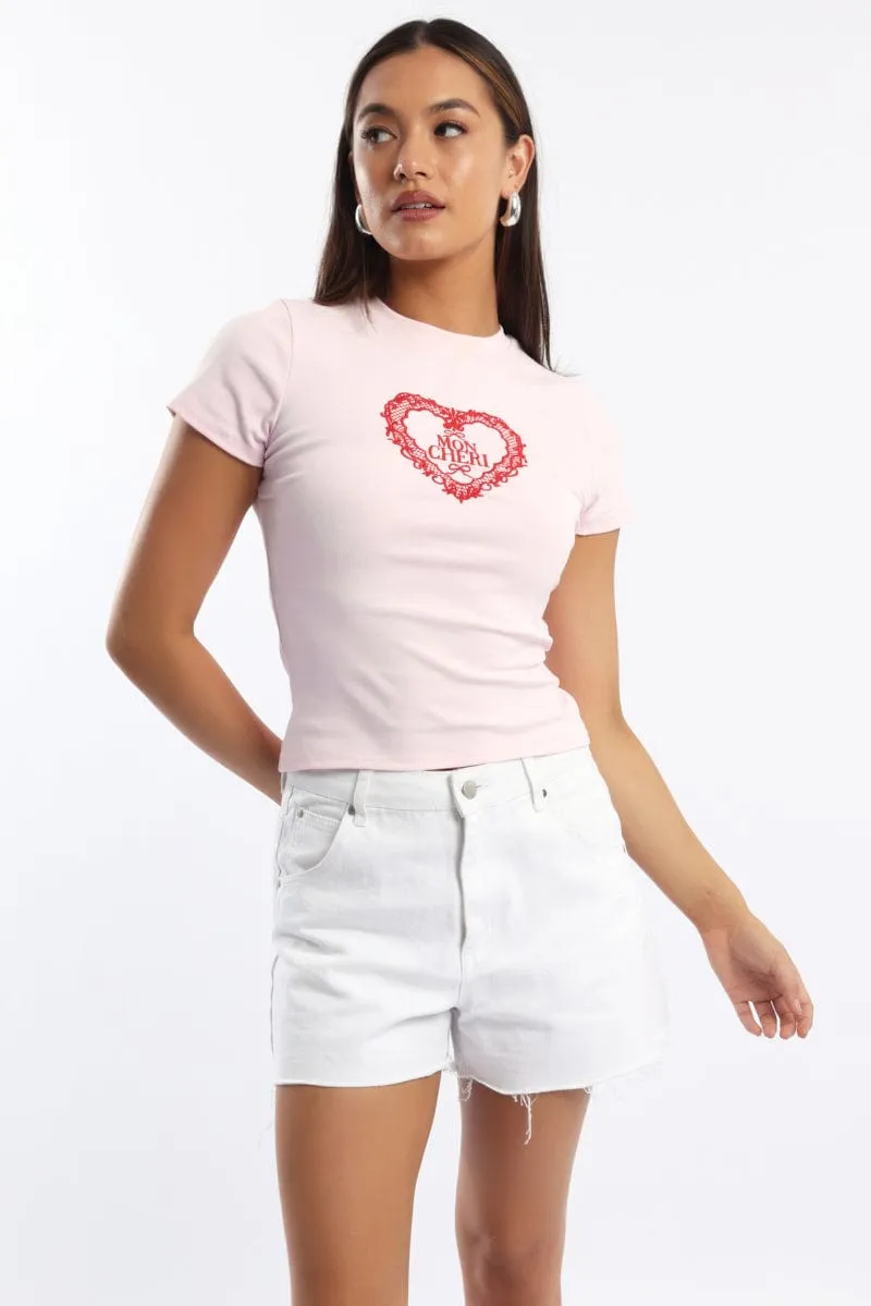 Pink Graphic Tee Short Sleeve sold by Ally Fashion product image thumbnail 2