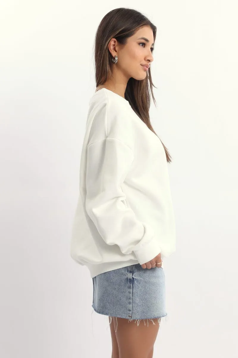 White Graphic Sweater Long Sleeve sold by Ally Fashion product image thumbnail 3