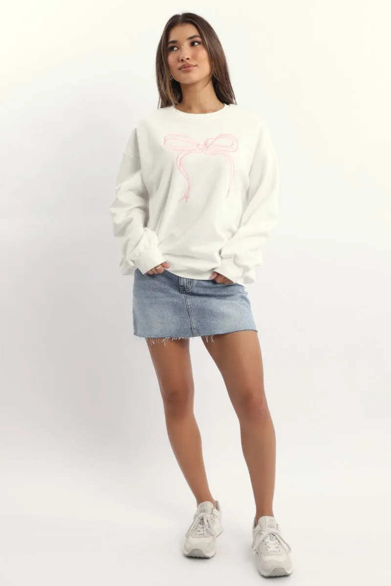 White Graphic Sweater Long Sleeve sold by Ally Fashion product image thumbnail 2