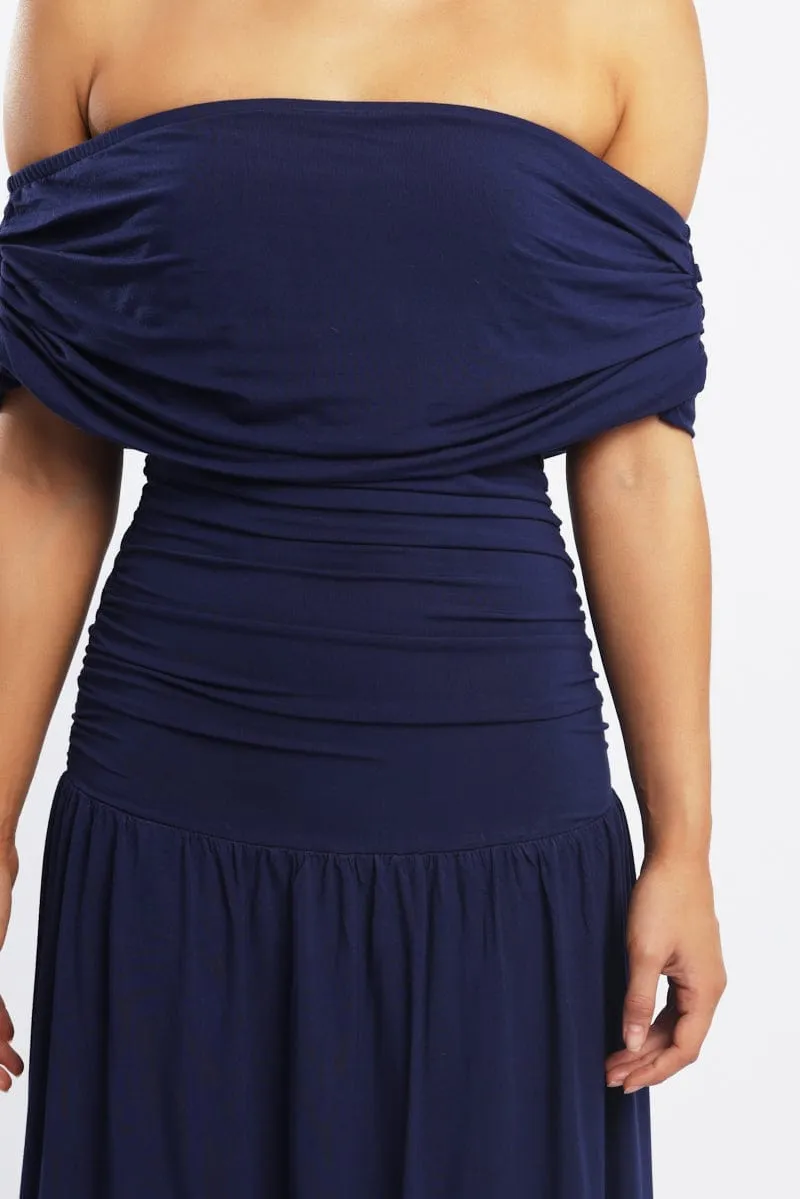 Blue Off Shoulder Maxi Dress sold by Ally Fashion product image thumbnail 5