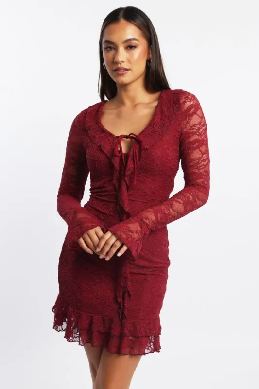 Red Bodycon Dress Mini Lace sold by Ally Fashion