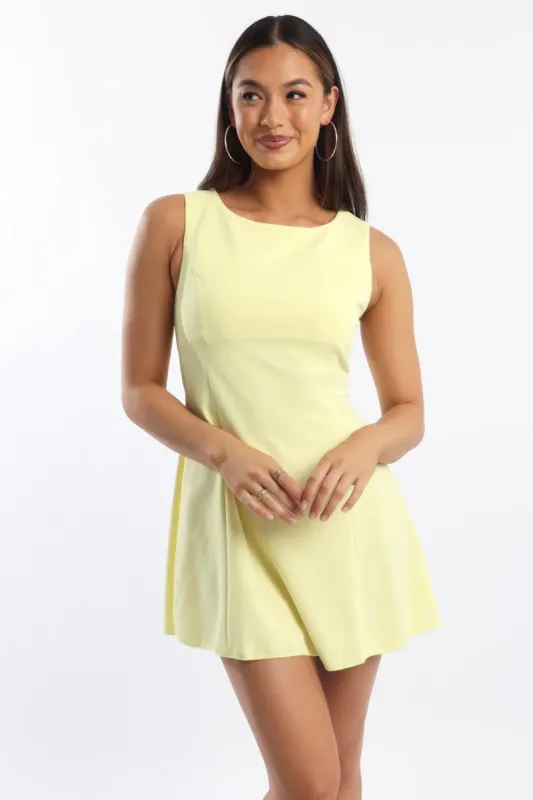 Yellow Mini Dress Boat Neck sold by Ally Fashion