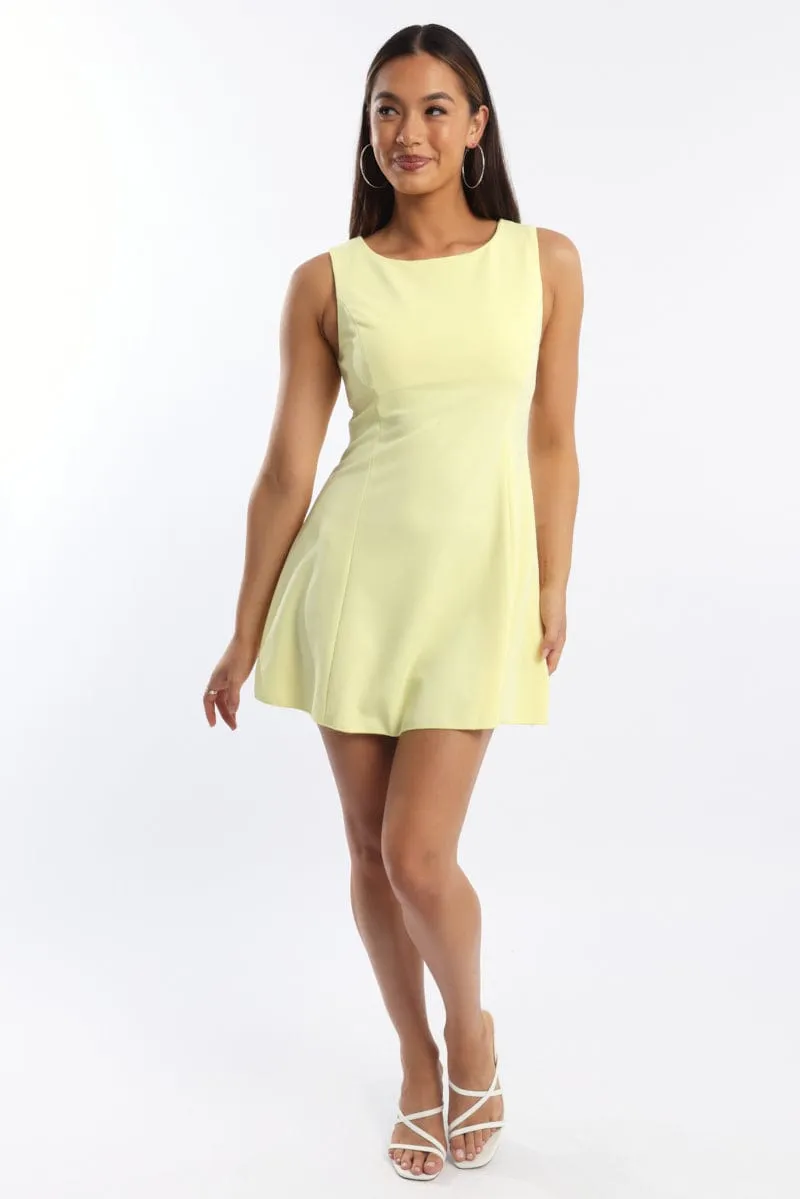 Yellow Mini Dress Boat Neck sold by Ally Fashion product image thumbnail 2