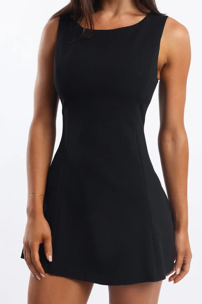 Black Mini Dress Boat Neck sold by Ally Fashion product image thumbnail 5