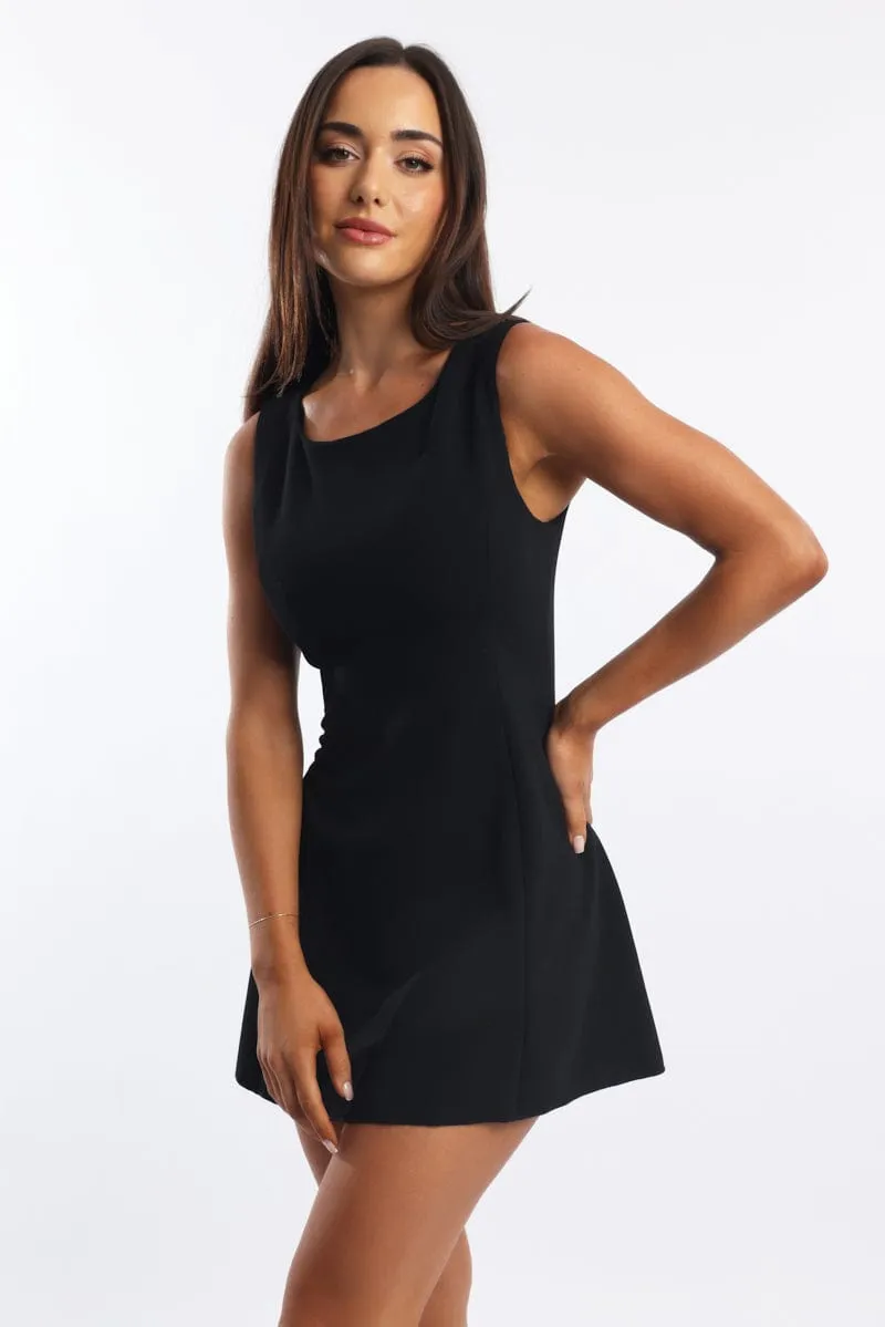 Black Mini Dress Boat Neck sold by Ally Fashion