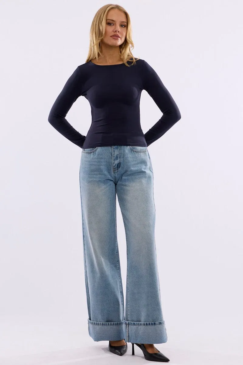 Blue Supersoft Fleece Top Long Sleeve sold by Ally Fashion product image thumbnail 2