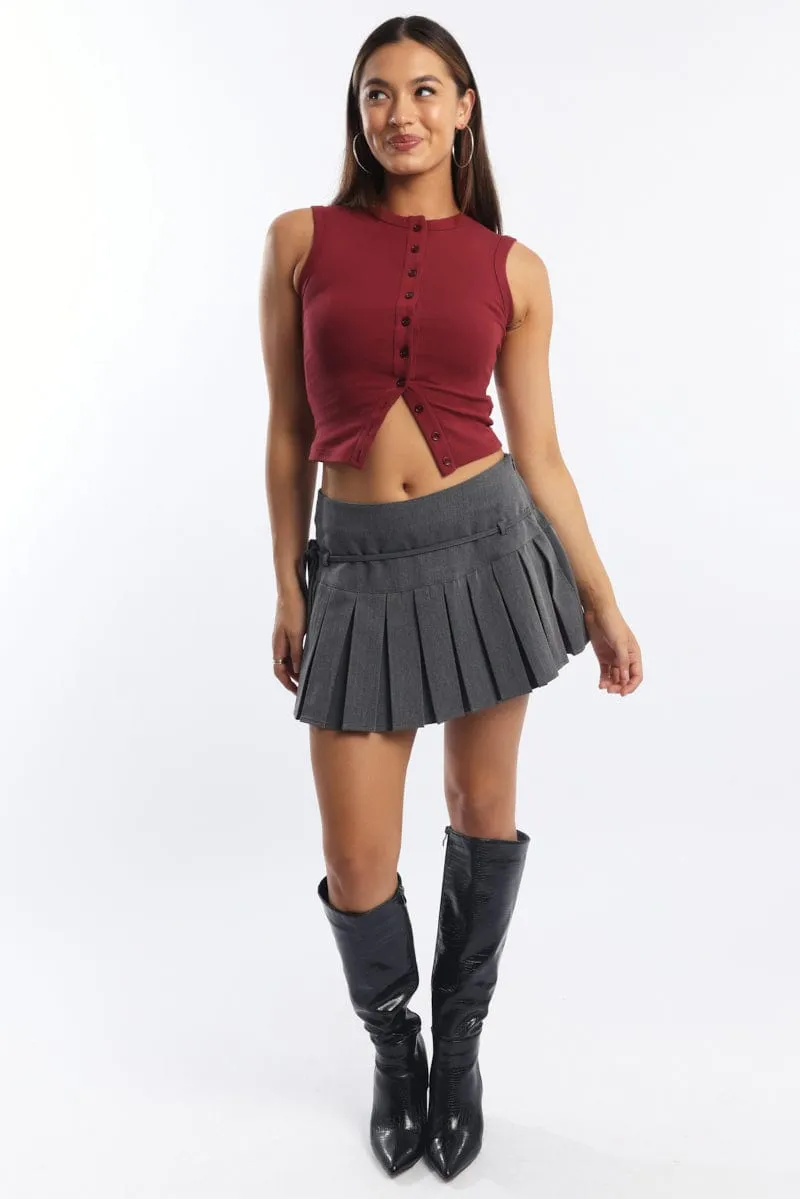 Red Button Front Top Sleeveless sold by Ally Fashion product image thumbnail 2