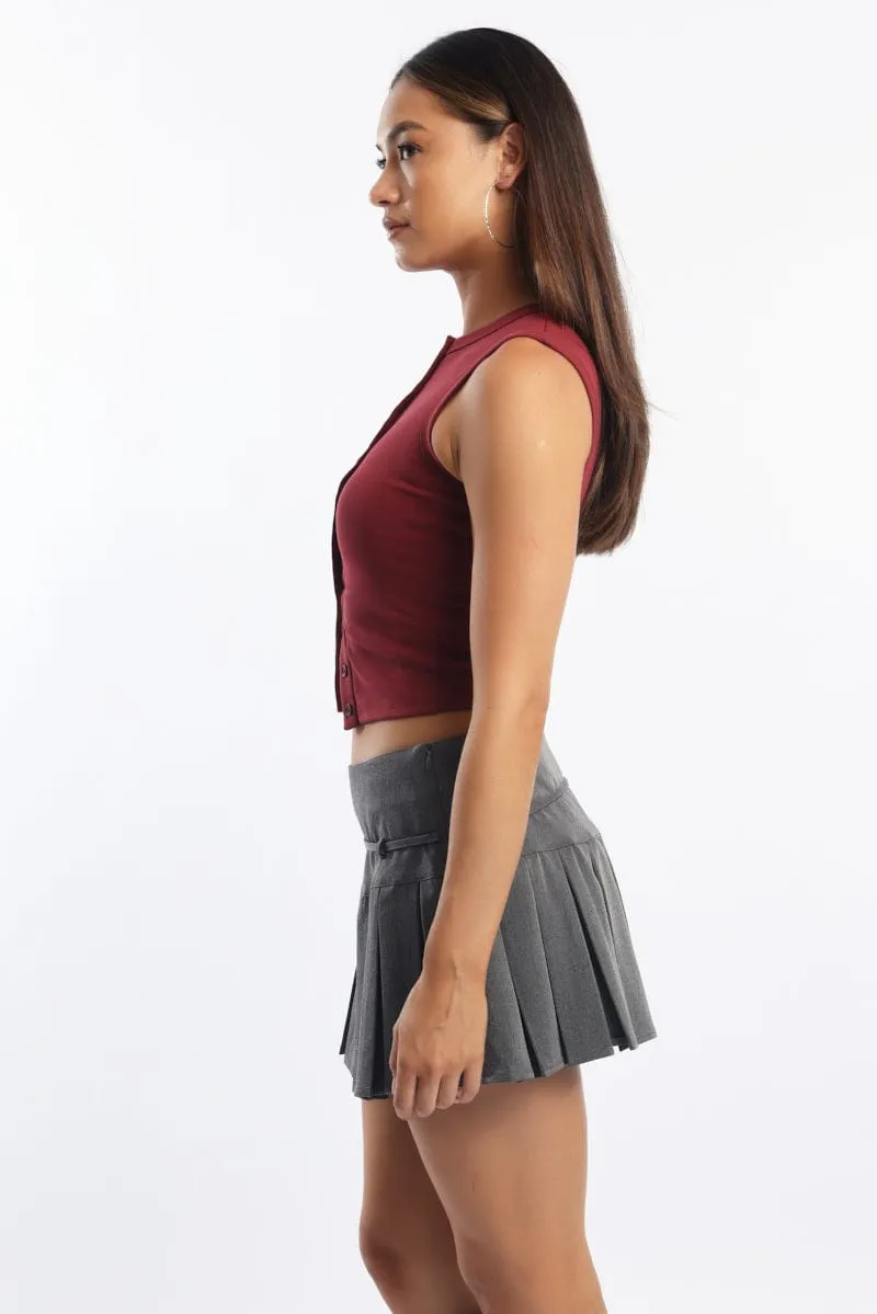 Red Button Front Top Sleeveless sold by Ally Fashion product image thumbnail 3