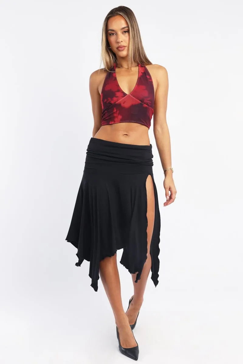 Red Floral Halter Neck Top Tie Back Mesh sold by Ally Fashion product image thumbnail 2