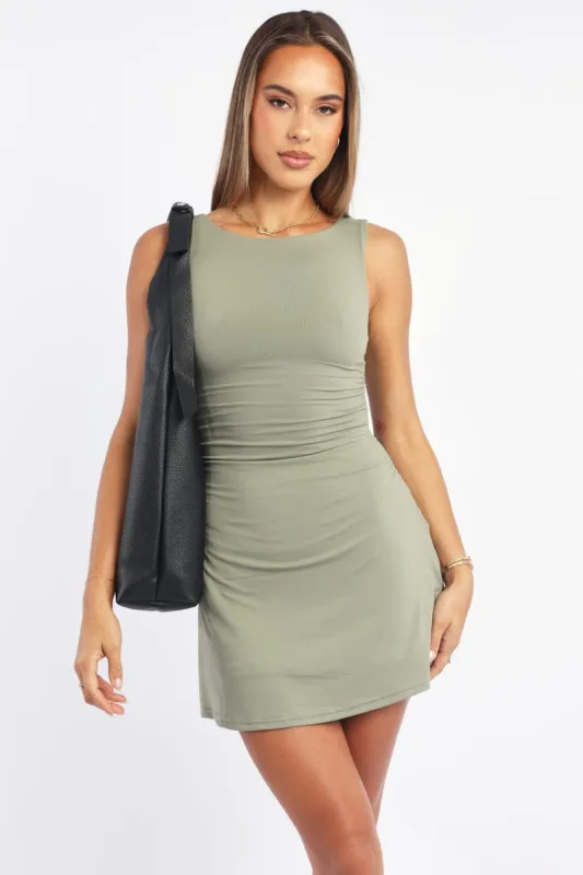 Green Mini Dress Round Neck sold by Ally Fashion