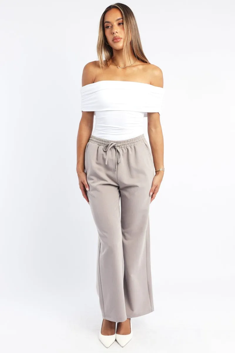 White Off Shoulder Bodysuit Supersoft sold by Ally Fashion product image thumbnail 2