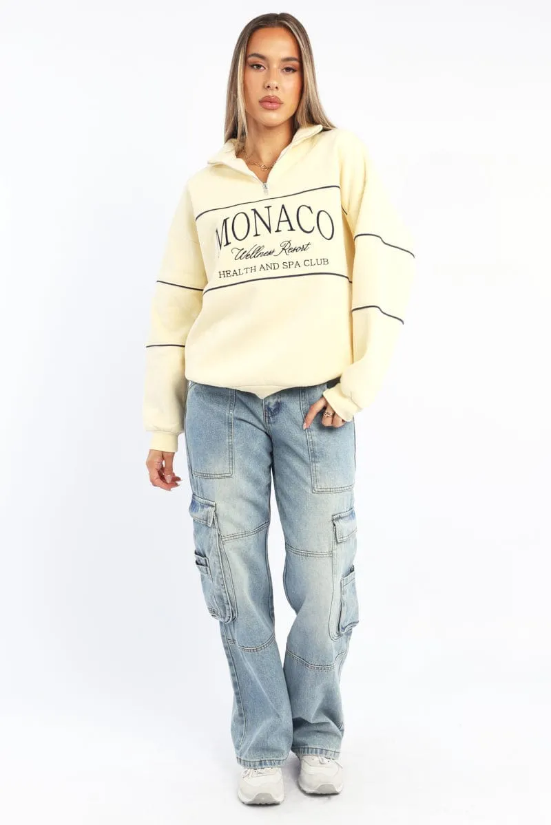 Yellow Zip Sweater Funnel Neck Oversized sold by Ally Fashion product image thumbnail 2