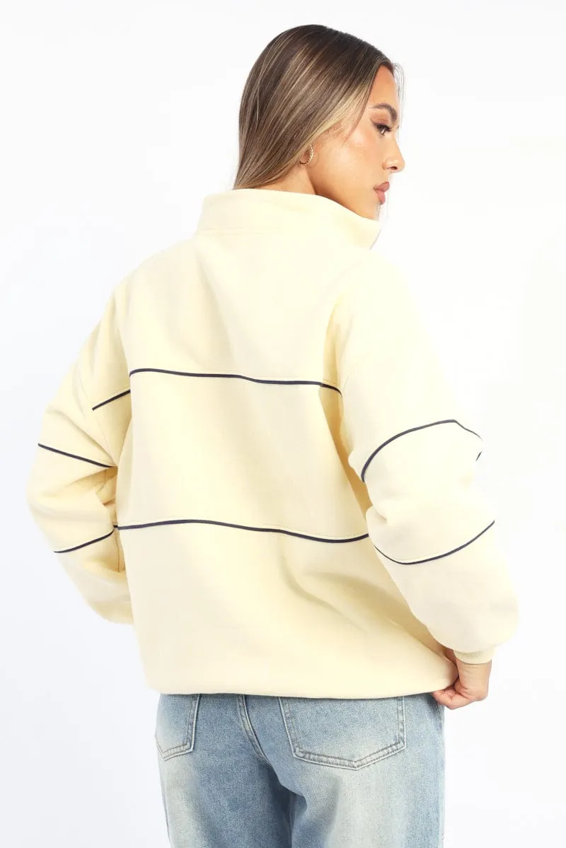 Yellow Zip Sweater Funnel Neck Oversized sold by Ally Fashion product image thumbnail 4