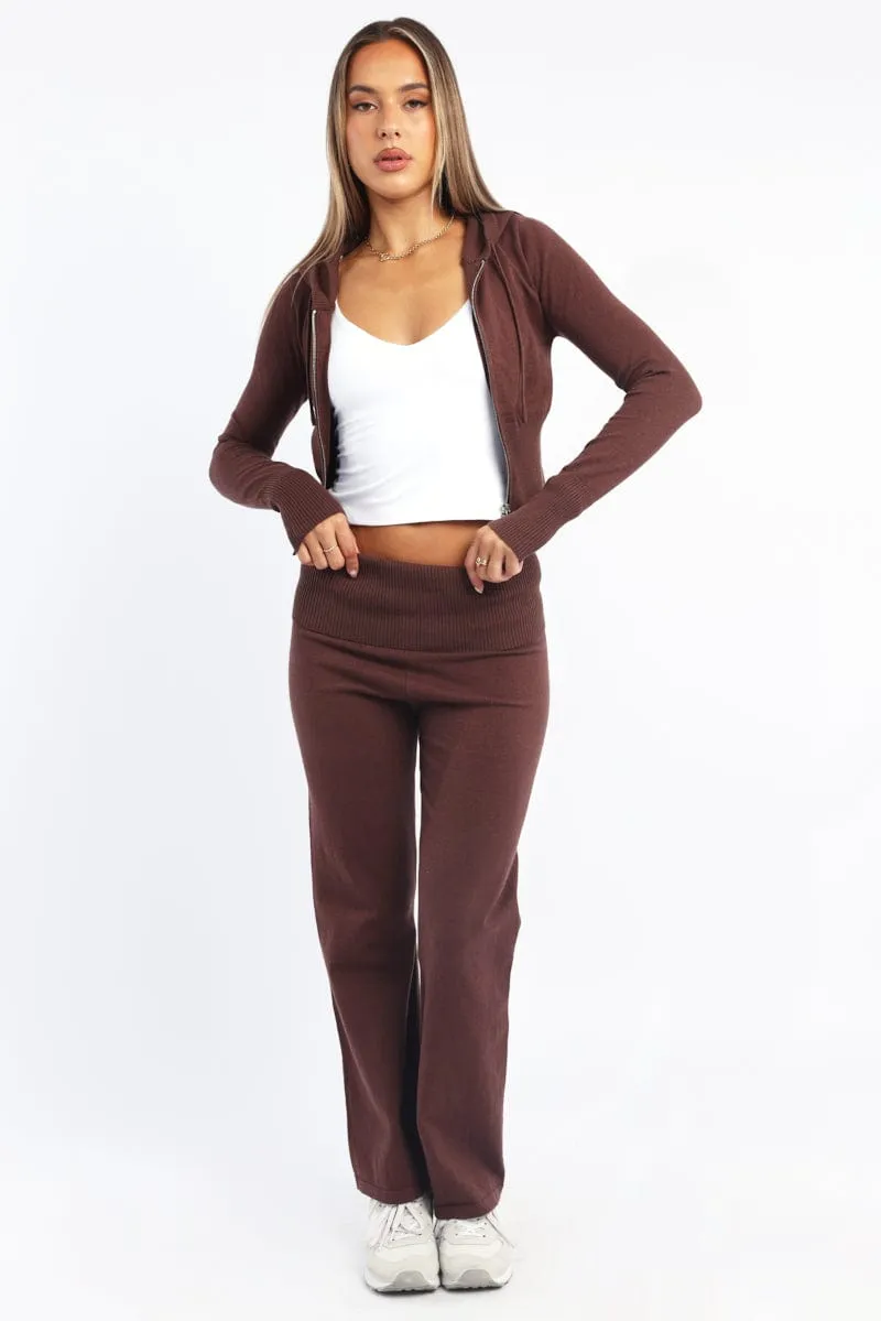 Brown Wide Leg Pants Knit sold by Ally Fashion