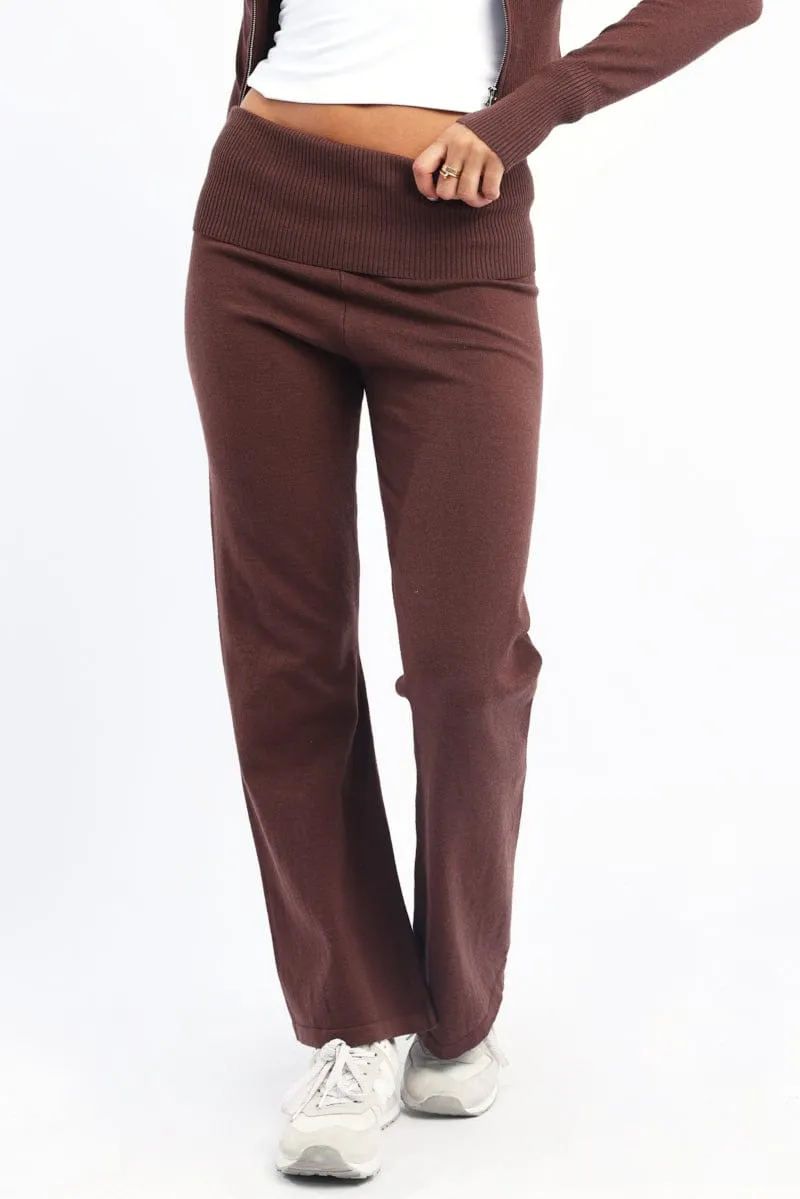 Brown Wide Leg Pants Knit sold by Ally Fashion product image thumbnail 2