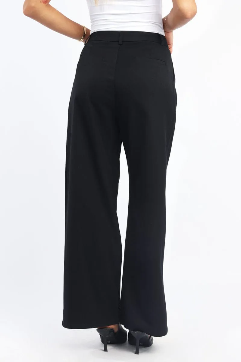 Black Wide Leg Pants High Rise sold by Ally Fashion product image thumbnail 4
