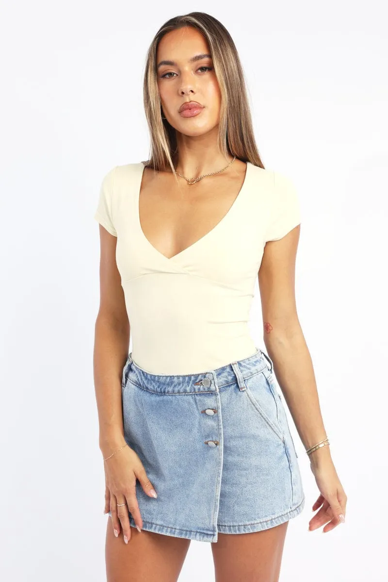 Yellow Supersoft Top Short Sleeve Cross Over sold by Ally Fashion