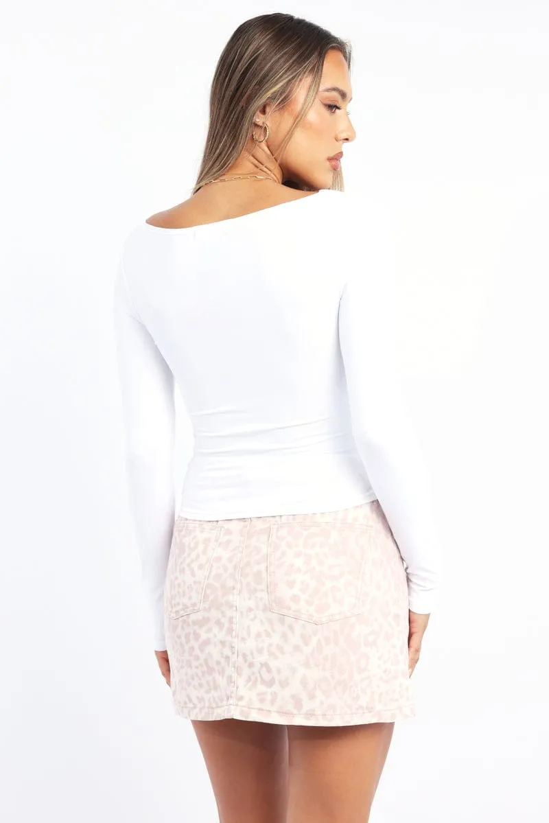 White Supersoft Top Square Neck Long Sleeve sold by Ally Fashion product image thumbnail 4