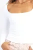 White Supersoft Top Square Neck Long Sleeve sold by Ally Fashion