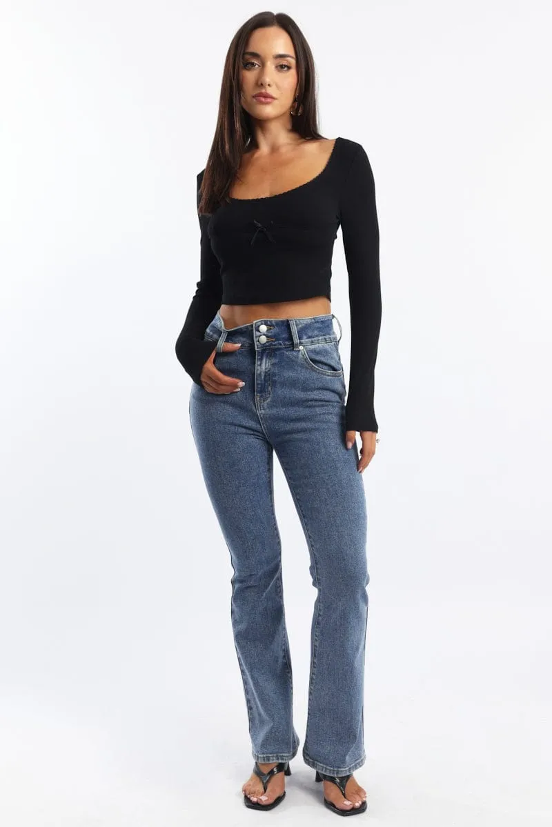Denim Flare Jeans Mid Rise sold by Ally Fashion