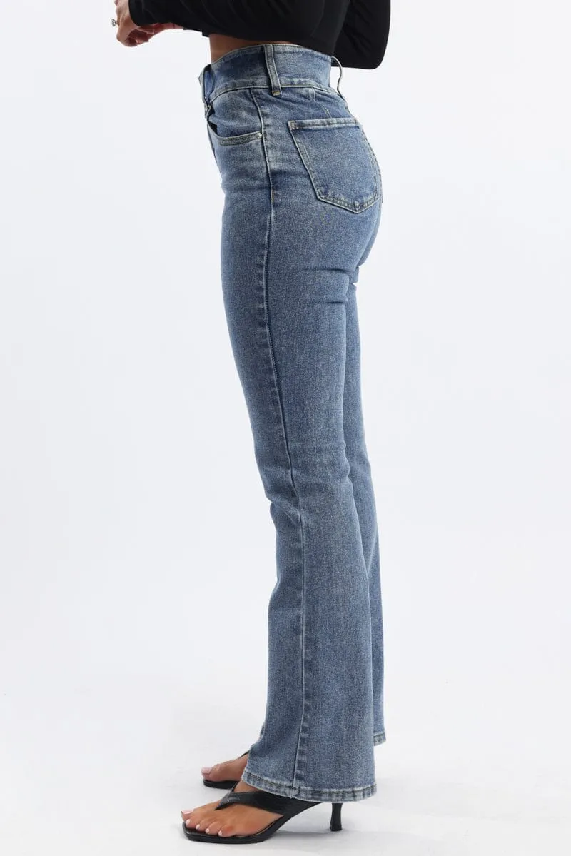 Denim Flare Jeans Mid Rise sold by Ally Fashion product image thumbnail 3