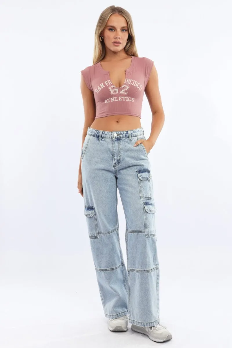 Pink Graphic Tee Short Sleeve Crop sold by Ally Fashion product image thumbnail 2