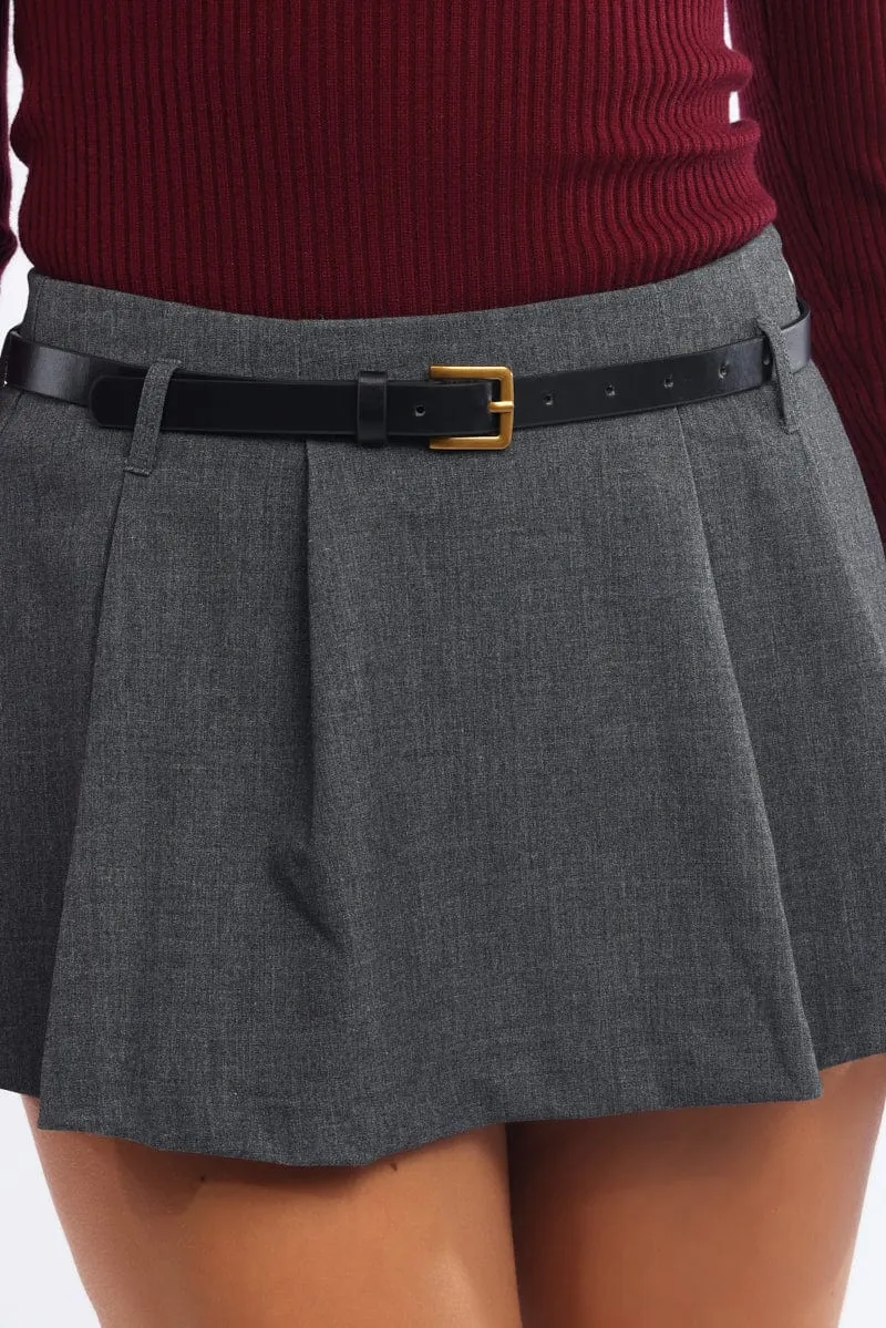 Grey Mini Skort Belted Skirt sold by Ally Fashion product image thumbnail 5