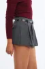 Grey Mini Skort Belted Skirt sold by Ally Fashion