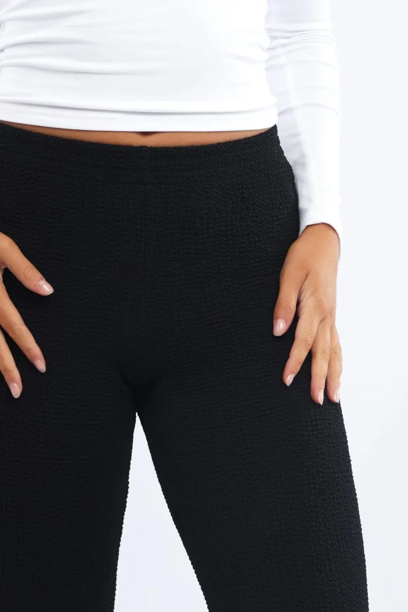 Black Wide Leg Pants Textured Fabric sold by Ally Fashion product image thumbnail 5