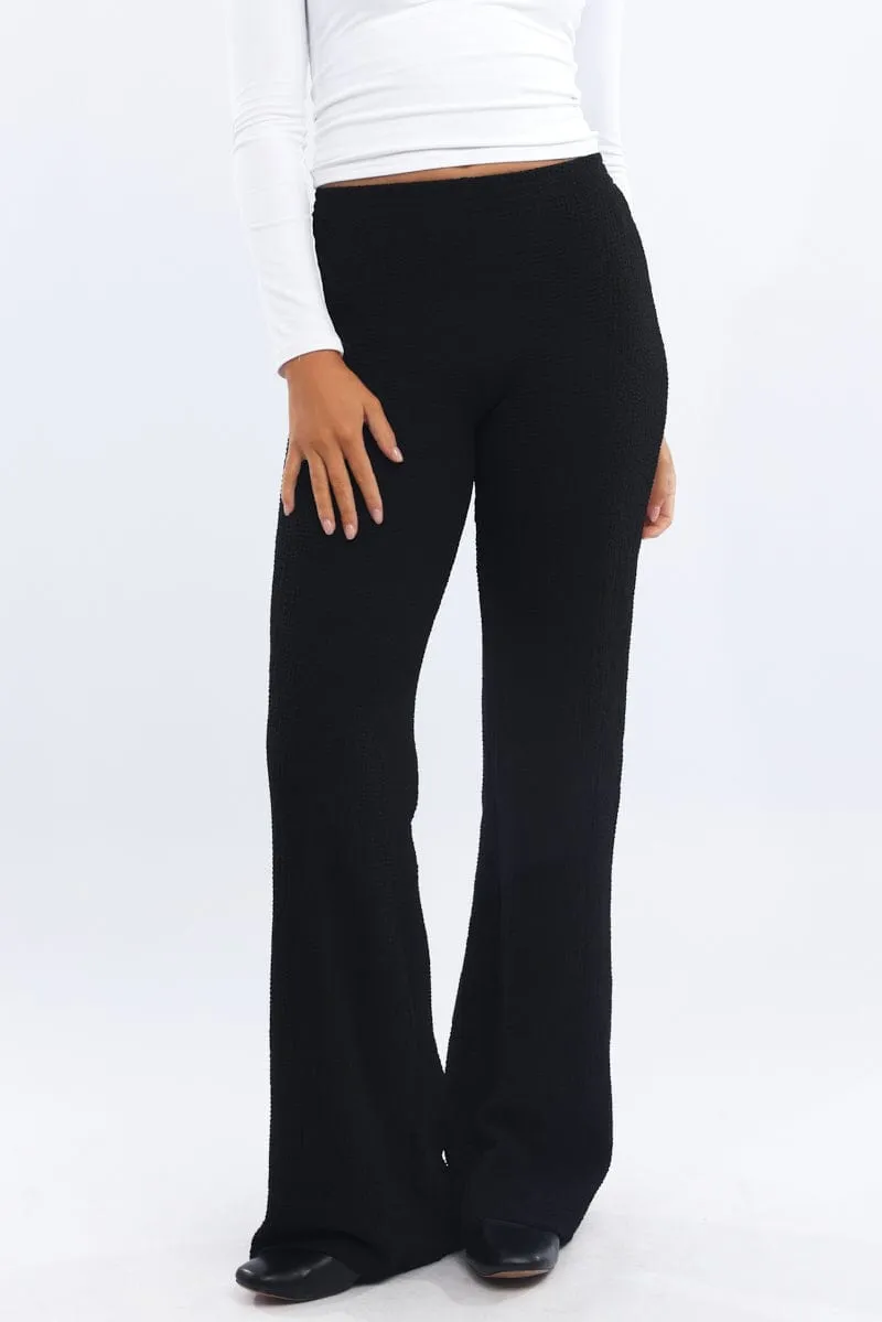 Black Wide Leg Pants Textured Fabric sold by Ally Fashion product image thumbnail 2