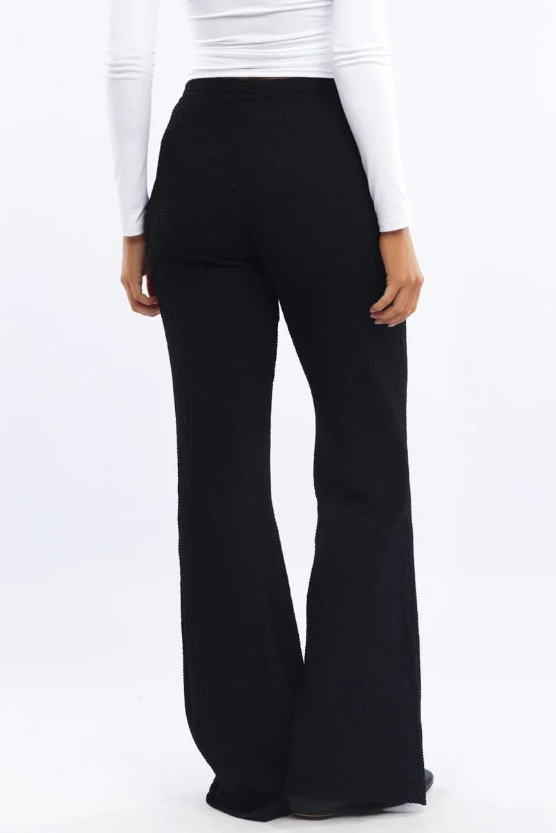 Black Wide Leg Pants Textured Fabric sold by Ally Fashion product image thumbnail 4