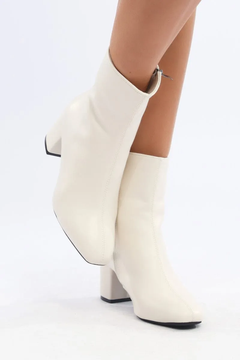 White Ankle Boots sold by Ally Fashion