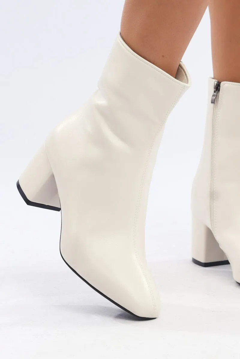 White Ankle Boots sold by Ally Fashion product image thumbnail 2