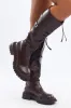 Brown Strappy Knee High Boots sold by Ally Fashion