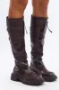 Brown Strappy Knee High Boots sold by Ally Fashion