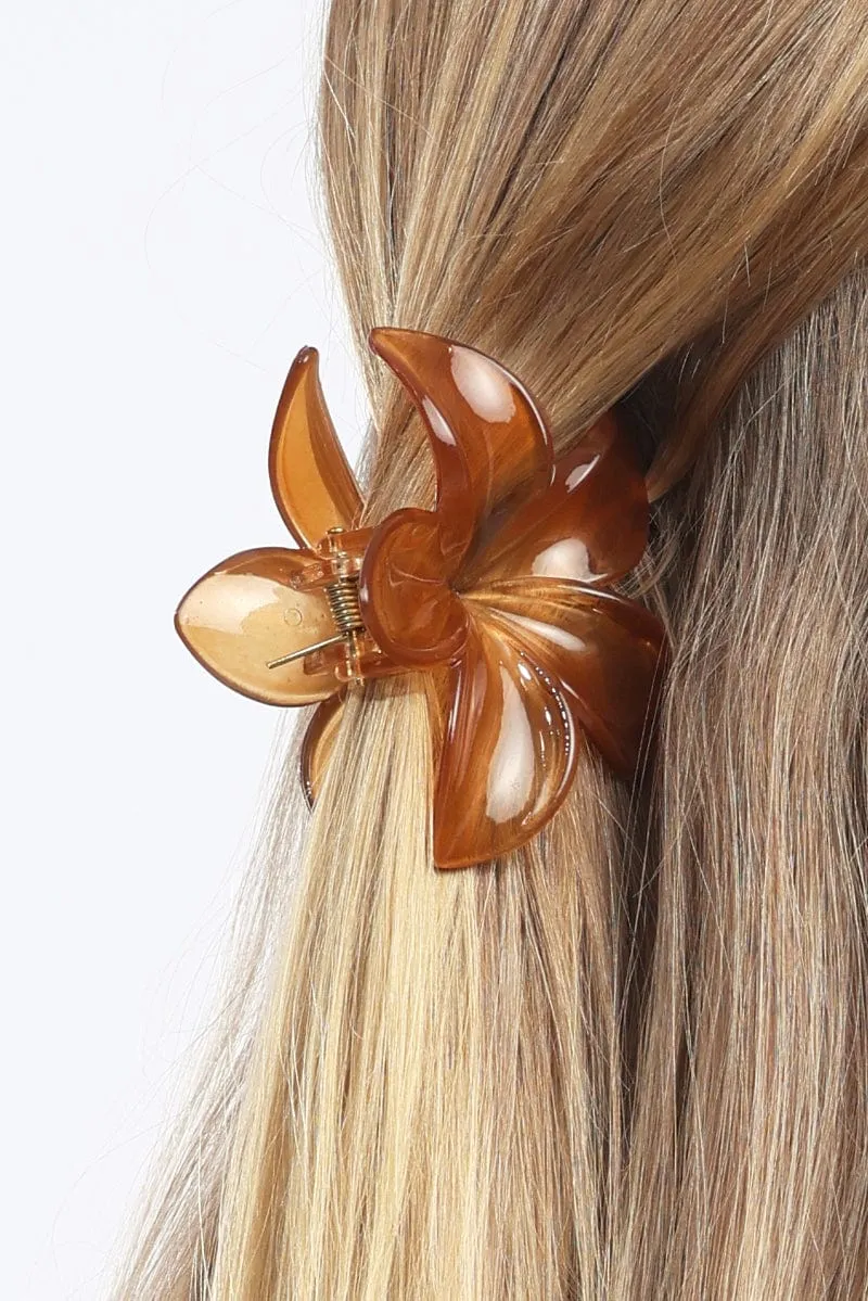 Brown Flower Claw Clip sold by Ally Fashion product image thumbnail 2