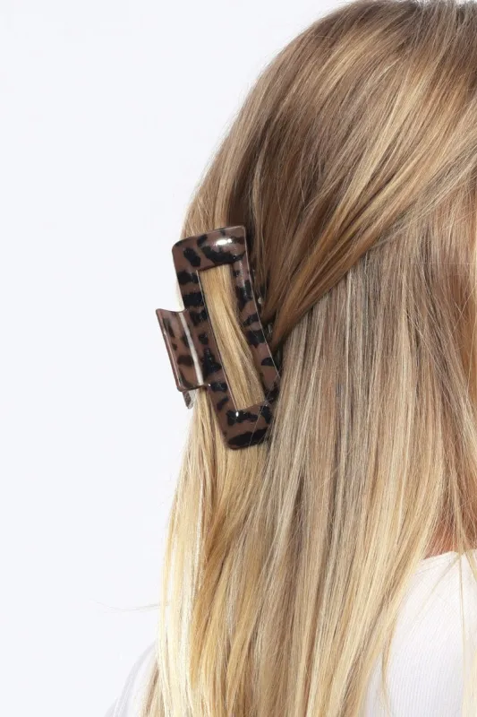 Brown Animal Print Large Rectangle Claw Clip sold by Ally Fashion