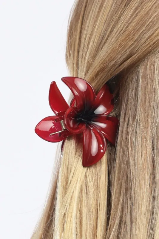 Red Hibiscus Flower Claw Clip sold by Ally Fashion
